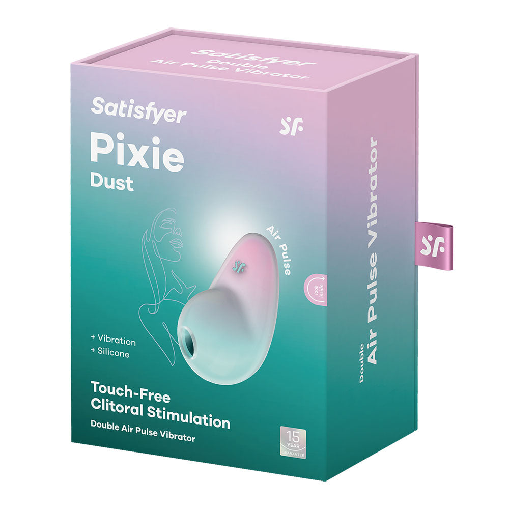 Satisfyer Pixie Dust - Mint/Pink - Mint/Pink USB Rechargeable Vibrating Air Pulse Stimulator-4049724