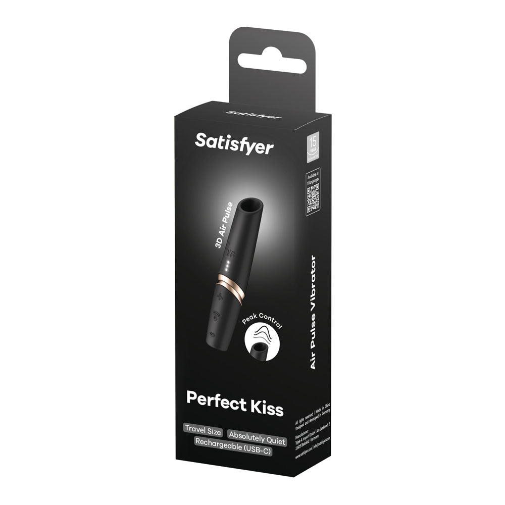 Satisfyer Perfect Kiss - Black USB Rechargeable Air Pulse Stimulator-4078496