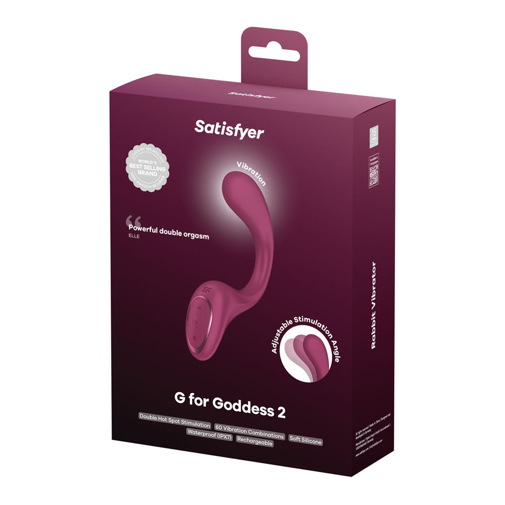 Satisfyer G For Goddess 2 - Wine Red - Wine Red 18.8 cm USB Rechargeable Vibrator with Clit Stim - 4080635