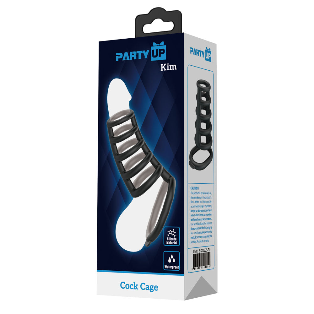 Party Up KIM Cock Cage - Black Cock Ring Cage-BI-210225-PU