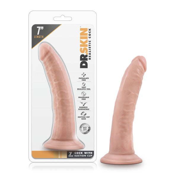 Dr. Skin 7 Cock with Suction Cup - Flesh 17.8 cm Dong