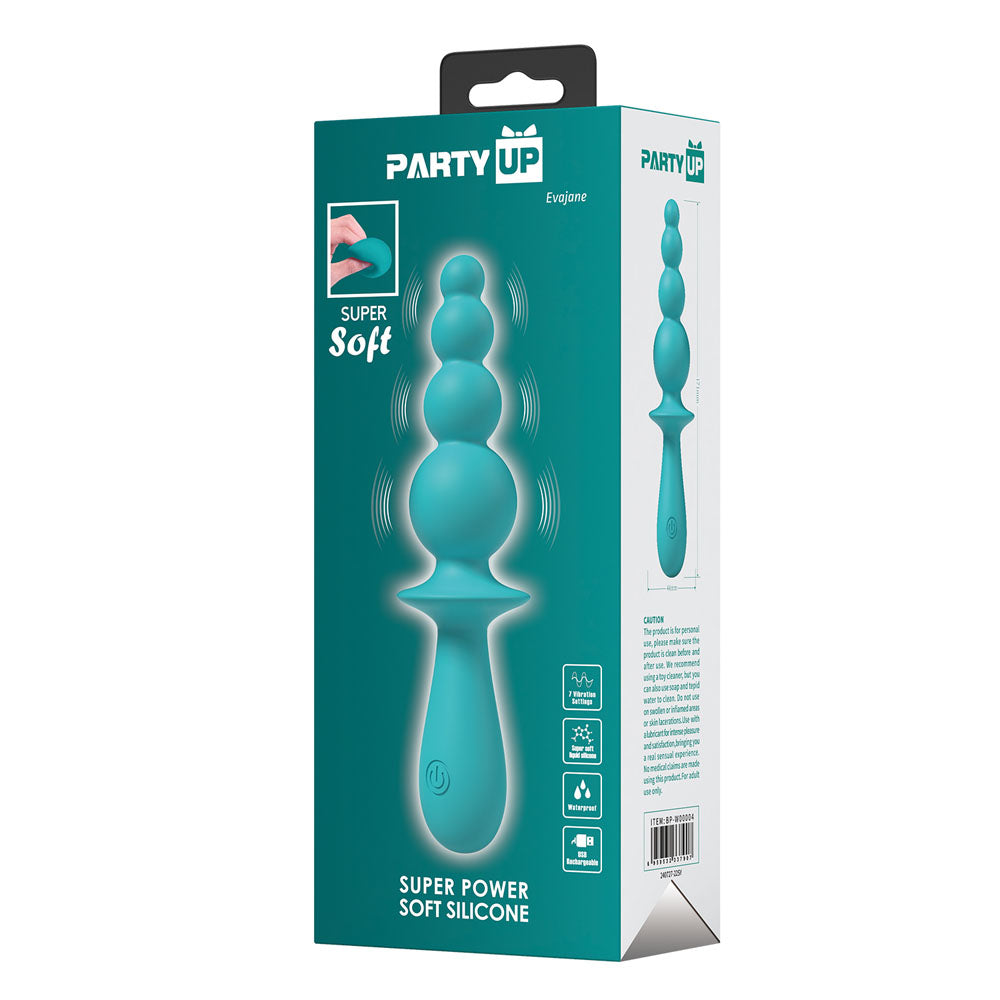 Party Up EVAJANE - Teal - Teal 17.1 cm USB Rechargeable Beaded Vibrator-BP-W00004-1