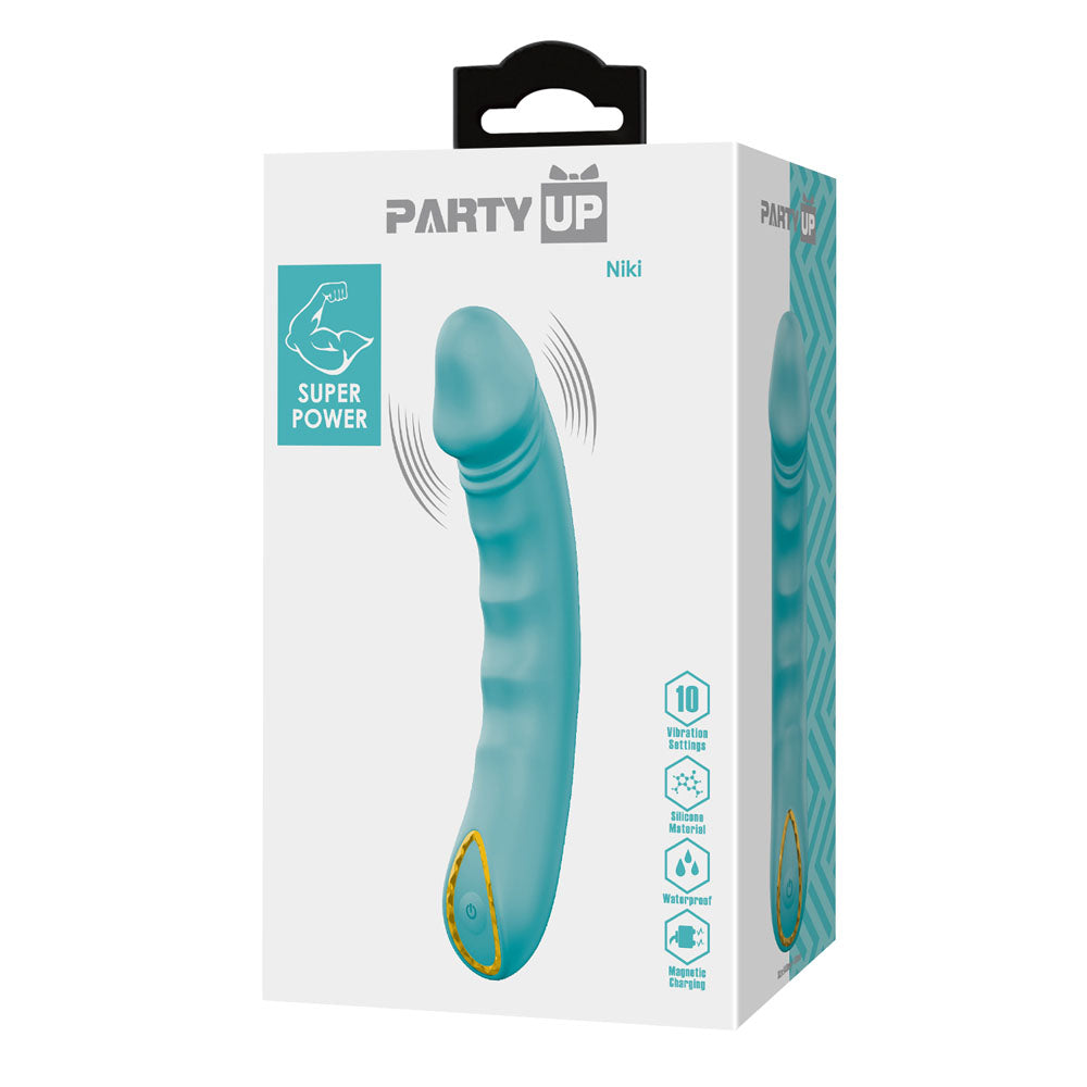 Party Up NIKI - Teal - Teal 15.4 cm USB Rechargeable Vibrator-BP-W00007