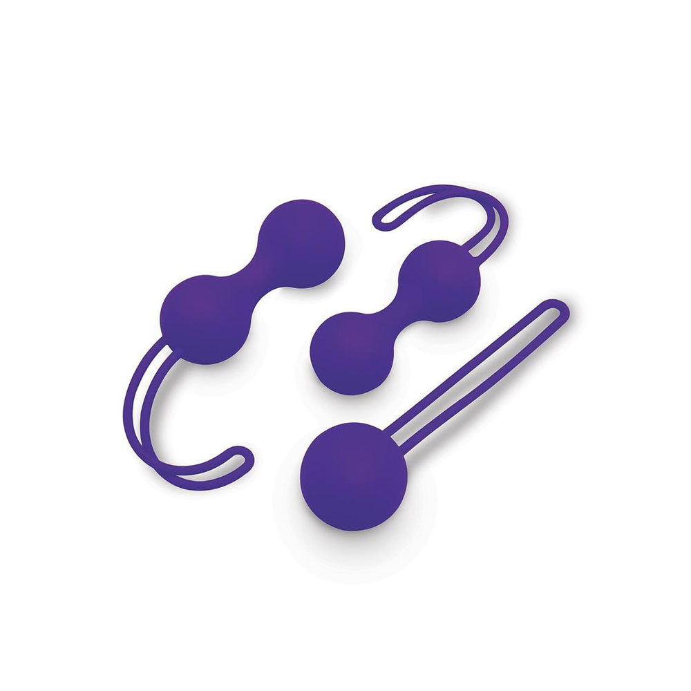 Bodywand Squeeze 3pc Kegel Training Set - Purple Weighted Kegel Ball Set - 3 Piece Kit-BW2007