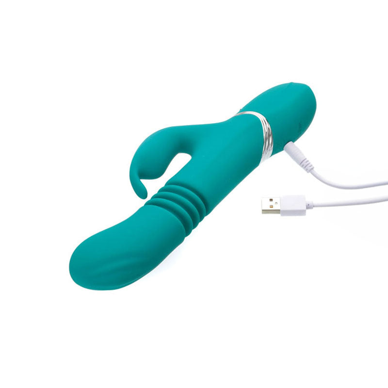 Adam & Eve Eves Rechargeable Thrusting Rabbit - Green 22.9 cm (9) USB Rechargeable Thrusting Rabbit Vibrator-C706 5000