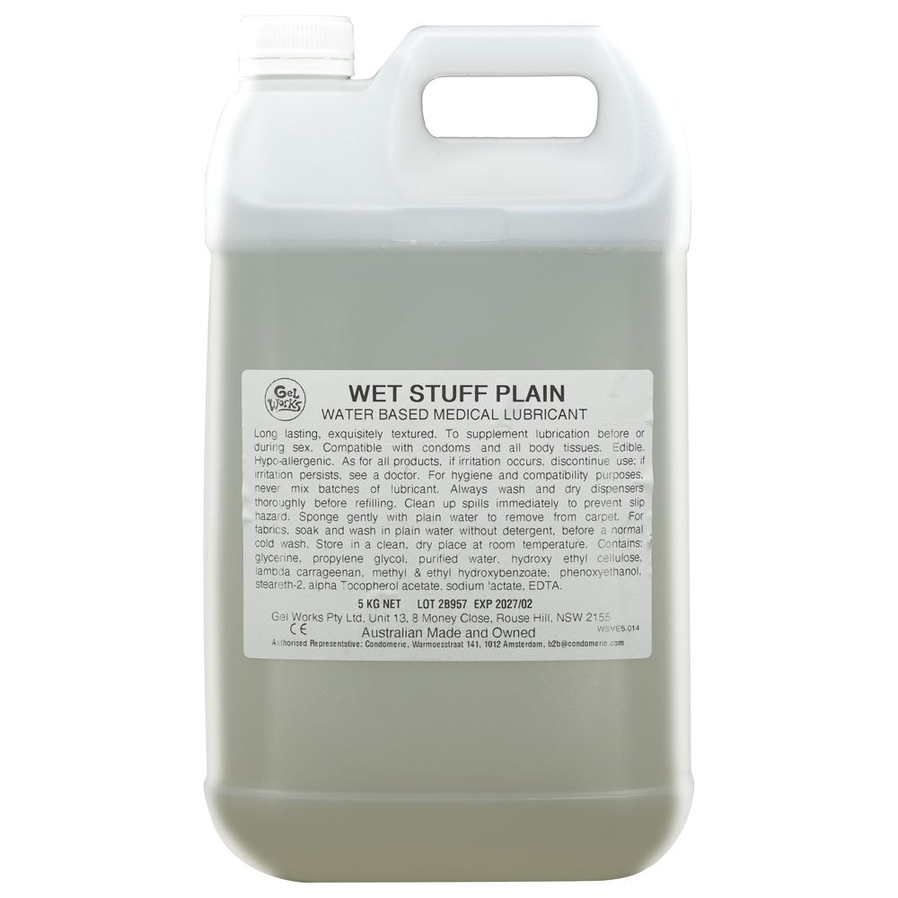 Wet Stuff Plain - 5kg Bottle - Water Based Lubricant with Vitamin E - 5 kg Bottle-GW32210
