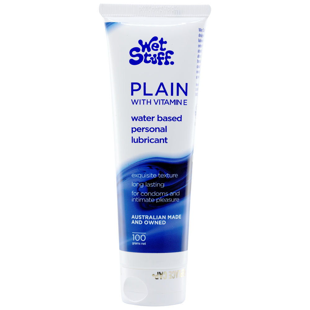 Wet Stuff Plain - 100g Tube - Water Based Lubricant with Vitamin E - 100 gram Tube-GW38031