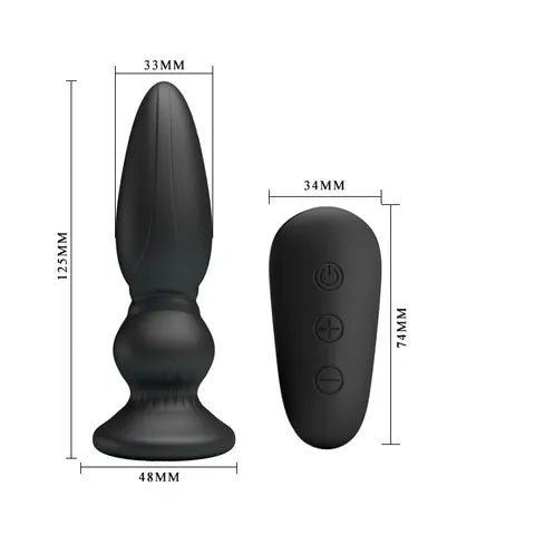 MR PLAY Powerful Vibrating Anal Plug - Black 12.5 cm USB Rechargeable