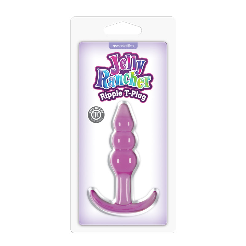 Jelly Rancher Ripple T-Plug - Purple - Purple 10.9 cm (4.3) Butt Plug - NSN-0451-35