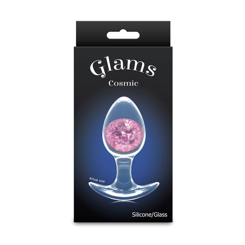 Glams Cosmic - Medium - Pink - Clear/Pink 9.5 cm Small Butt Plug-NSN-0515-24