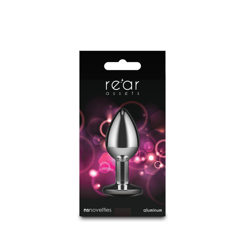 Rear Assets Silver - Small - Pink Gem - Silver Small Metal Butt Plug with Pink Gem Base - NSN-0970-04