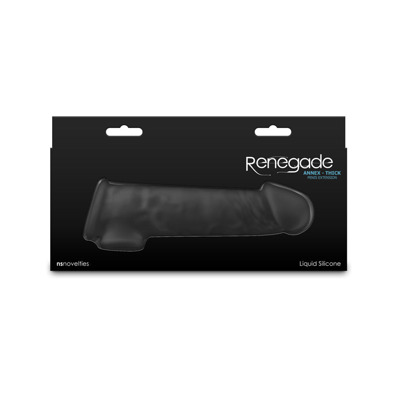Renegade Annex - Thick - Black - Black 18.6 cm Penis Extender Sleeve-NSN-1165-13