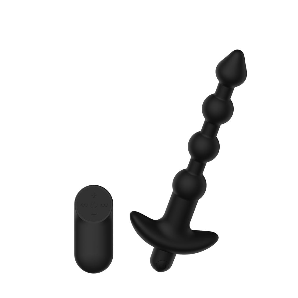 Passion Play Vibrating Anal Beads with Remote - Black USB Rechargeable Vibrating Anal Beads with Wireless Remote - PP0022