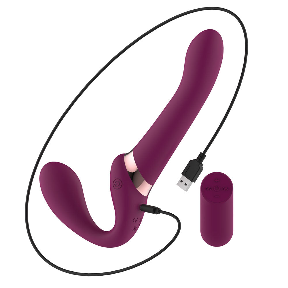 Passion Play Strapless Dildo with Remote Controller - Purple 25 cm USB Rechargeable Strapless Strap-On with Wireless Remote - PP0219