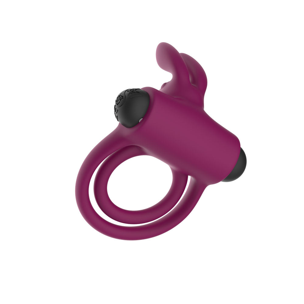 Passion Play Silicone Rabbit Vibrating Cockring - Purple USB Rechargeable Vibrating Penis and Balls Ring - PP0242