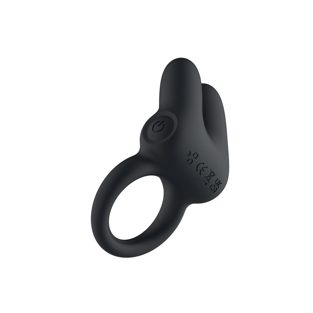 Passion Play Dual Motors Vibrating Cockring - Black USB Rechargeable Vibrating Cock Ring - PP0254