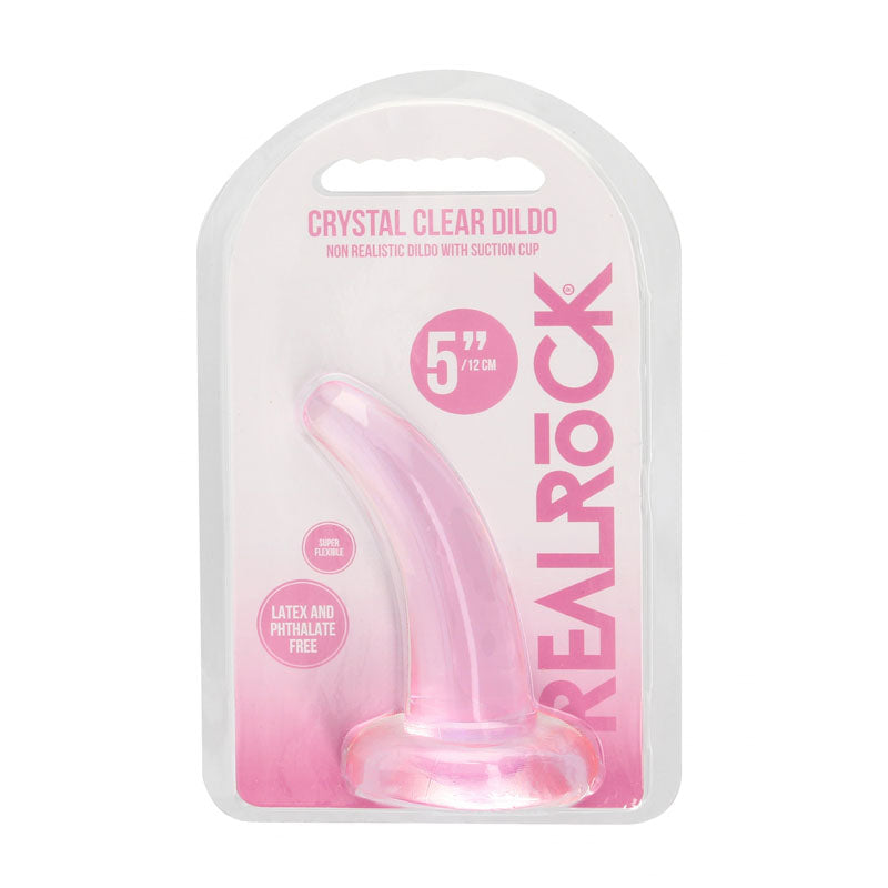 REALROCK Non Realistic Dildo With Suction Cup - 11.5 cm - Pink 11.5 cm Curved Pegging Dong - REA109PNK