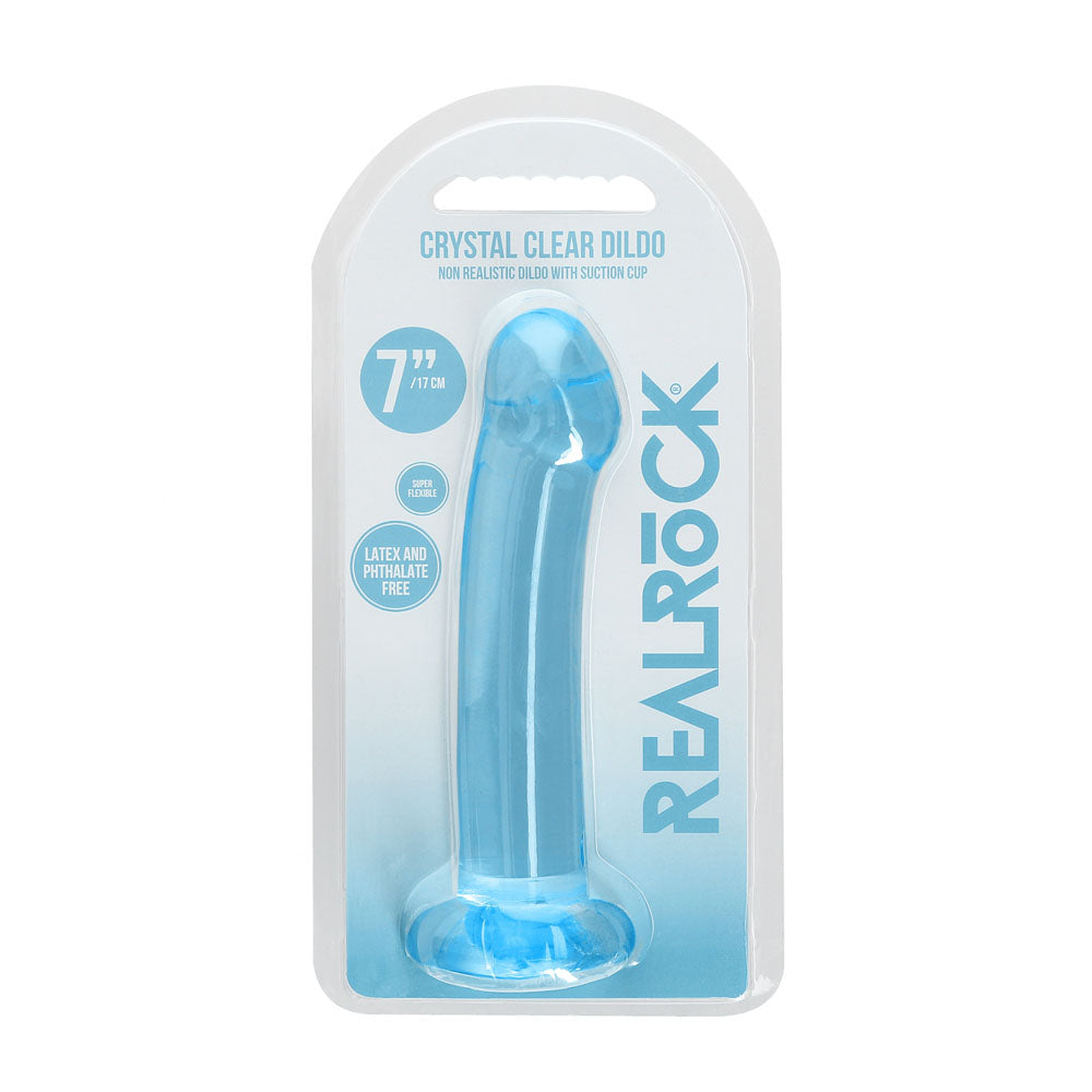 REALROCK Non Realistic Dildo With Suction Cup - 17 cm - Blue - Blue 17 cm Dong - REA111BLU