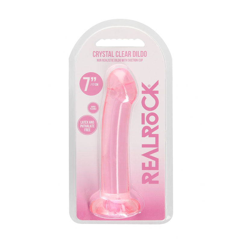 REALROCK Non Realistic Dildo With Suction Cup - 17 cm - Pink 17 cm Dong - REA111PNK