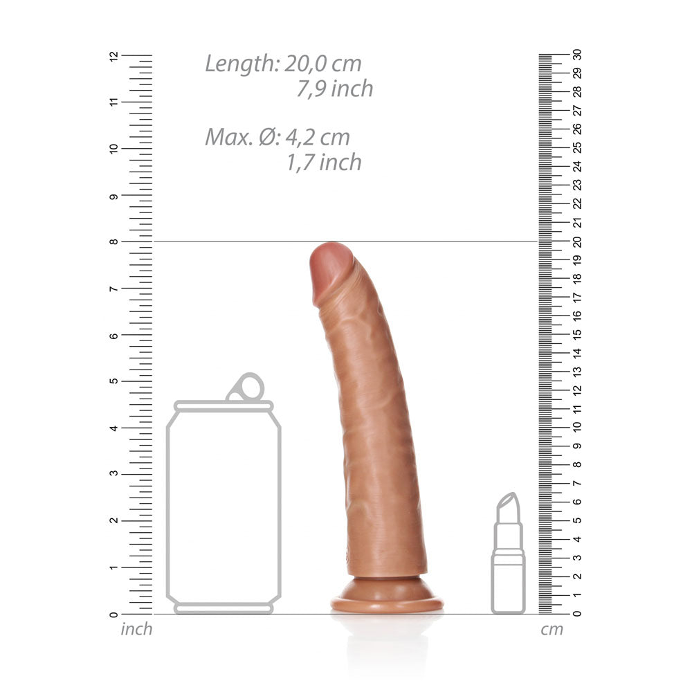 REALROCK Realistic Slim Dildo with Suction Cup - 18cm Tan Dong