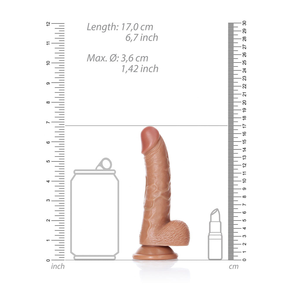 REALROCK Realistic Curved Dong with Balls - 15.5 cm - Tan