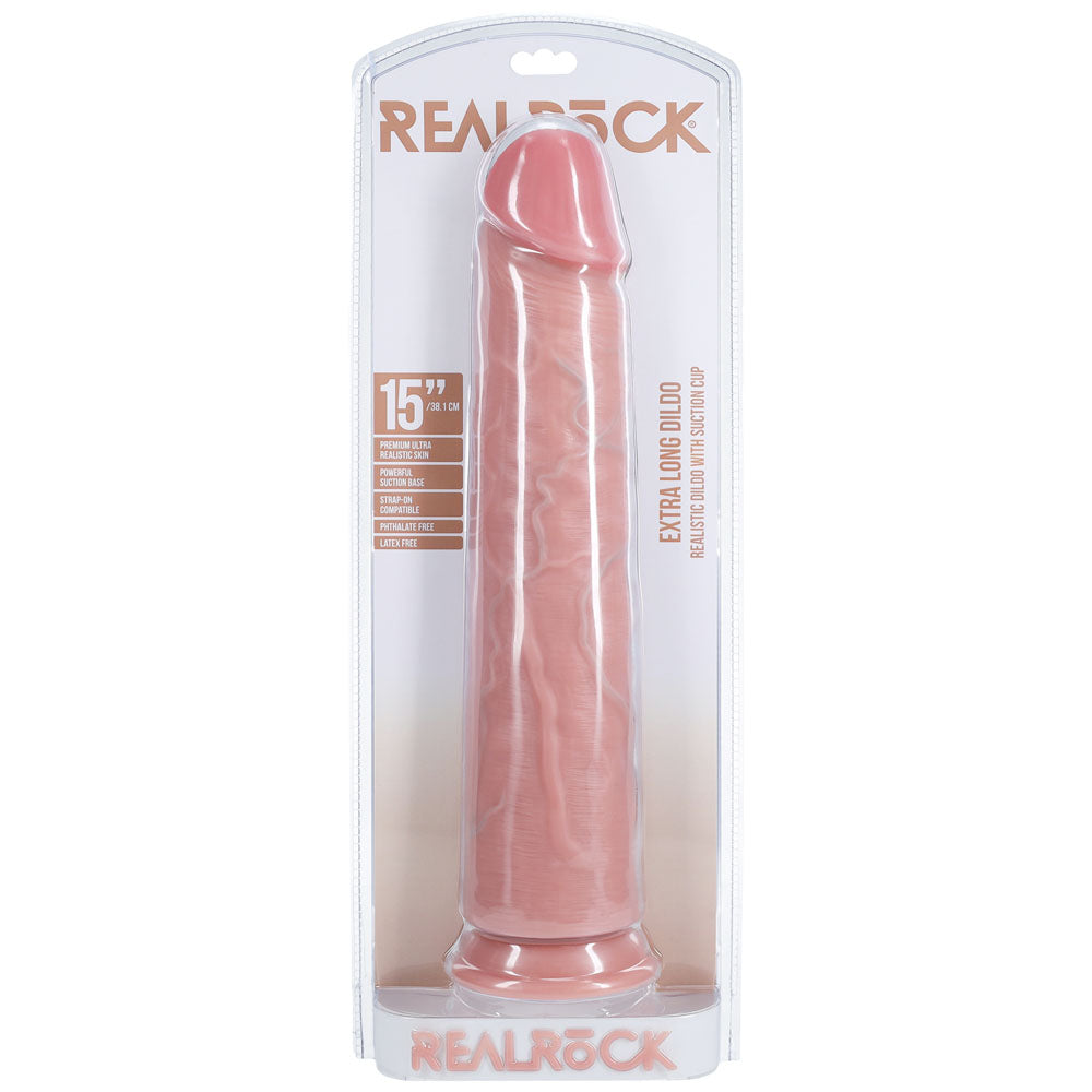 REALROCK 38cm Extra Long Dildo - Flesh - Flesh 38 cm (15) Extra Long Dong - REA168FLE
