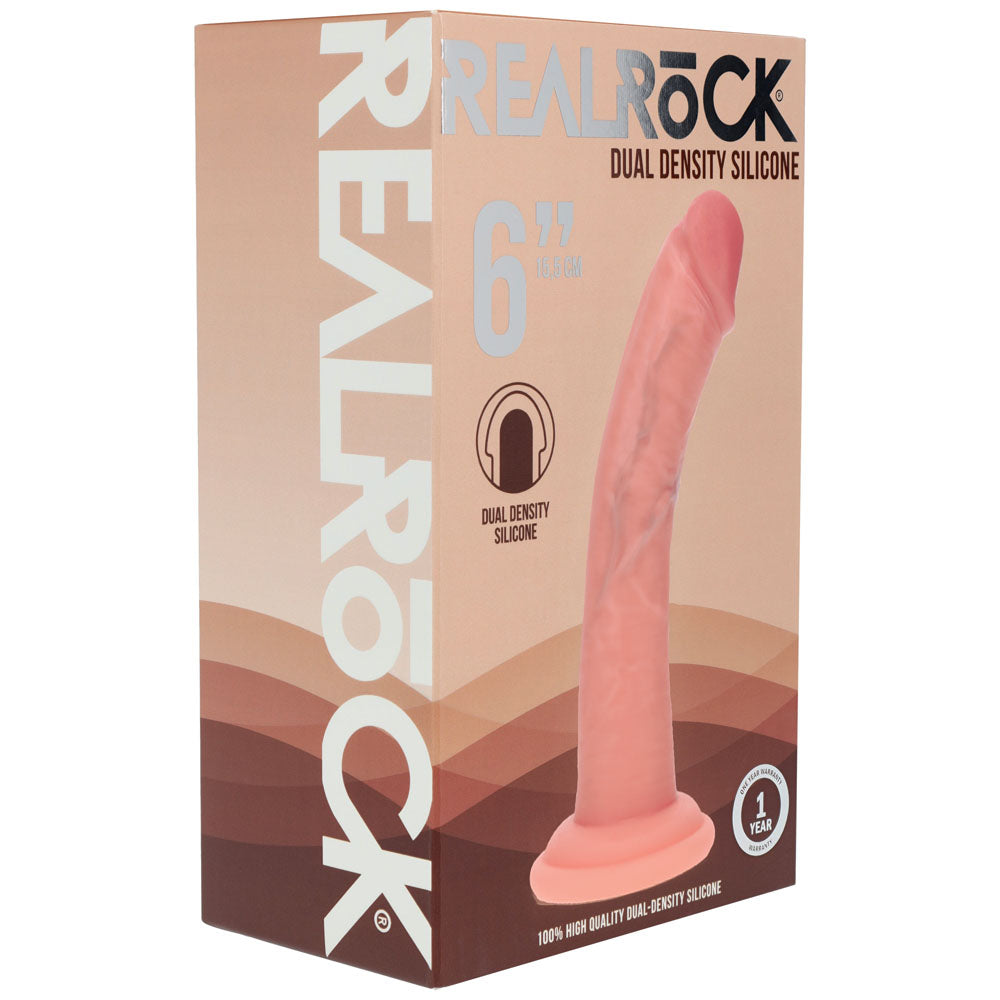 REALROCK Dual Density Silicone 6 Curved Dildo - Flesh - Flesh 17 cm Dildo - REA215FLE