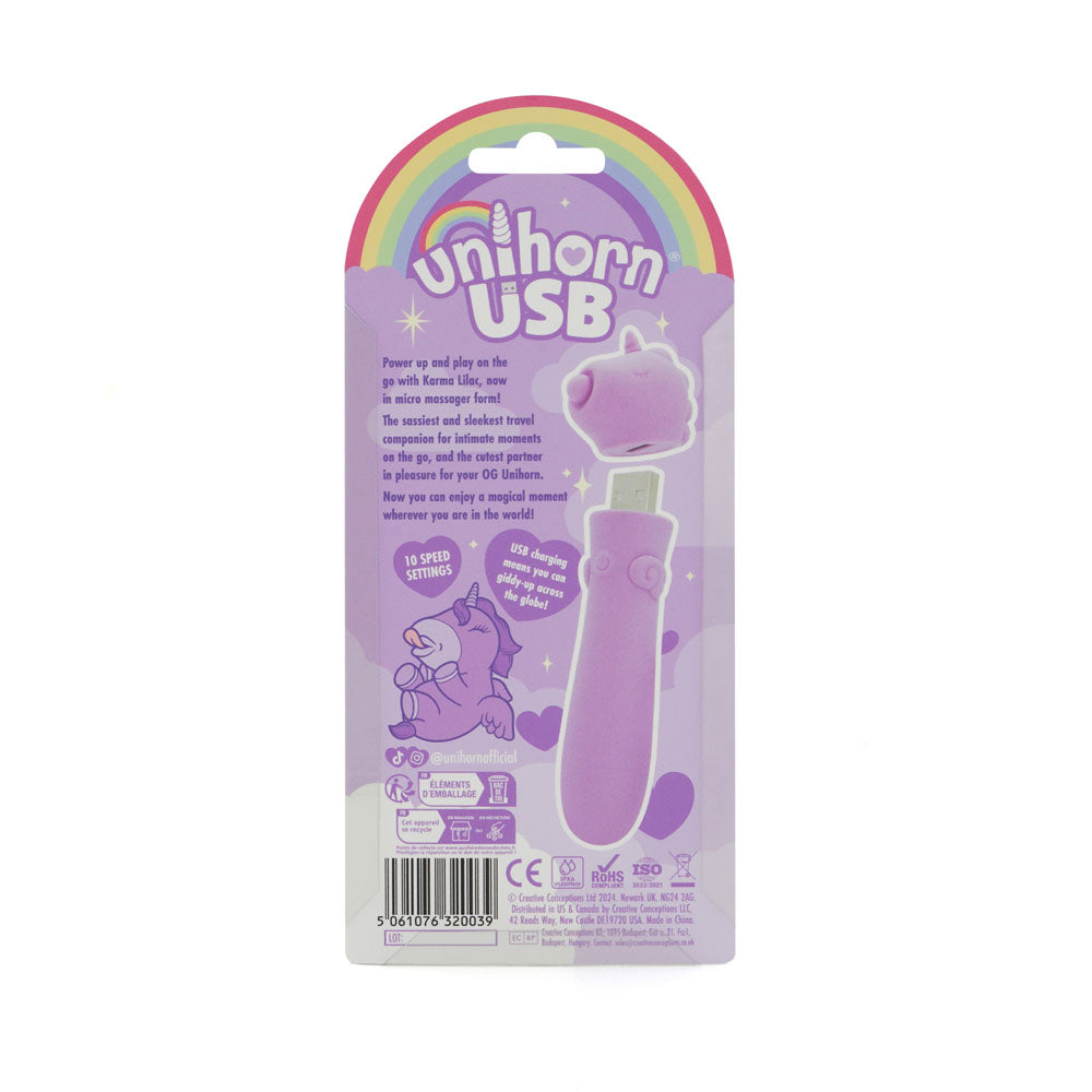Unihorn - USB Bullet - Karma Lilac - Lilac USB Rechargeable Vibrating Bullet-UNIKLBUL