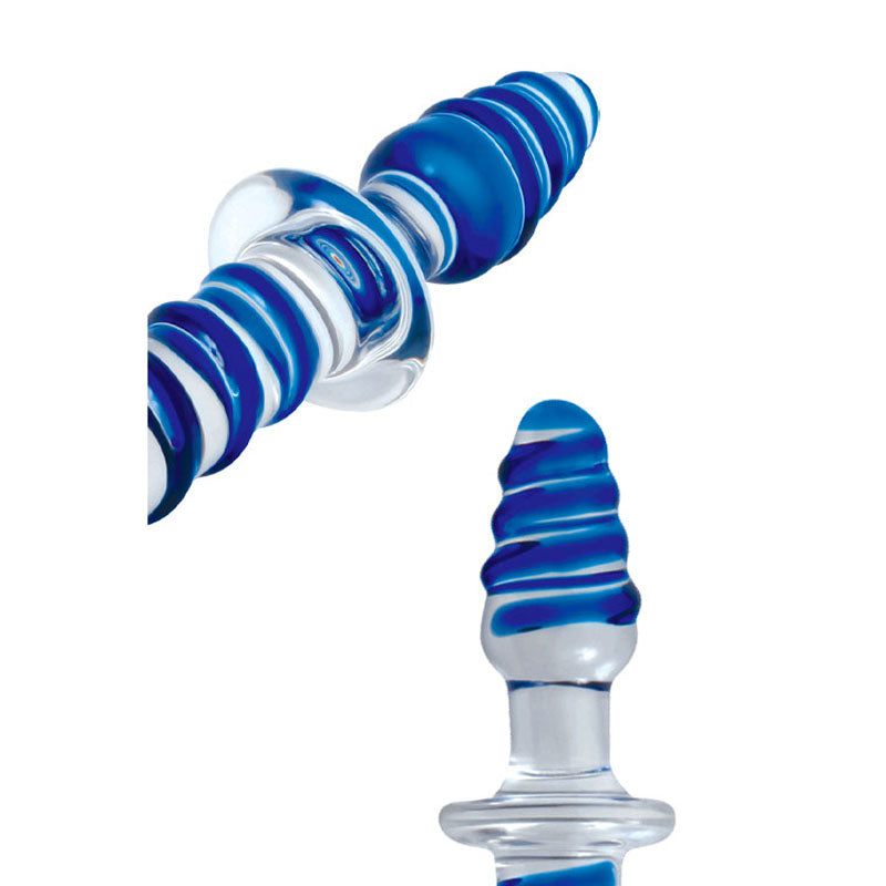 Adam & Eve Twisted Love Glass Dildo - Clear/Blue 24 cm (9.5) Double Ended Glass Dong-012U 0000