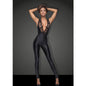 Sleeveless Power Wetlook Overall With Lace-F167-BLK-S