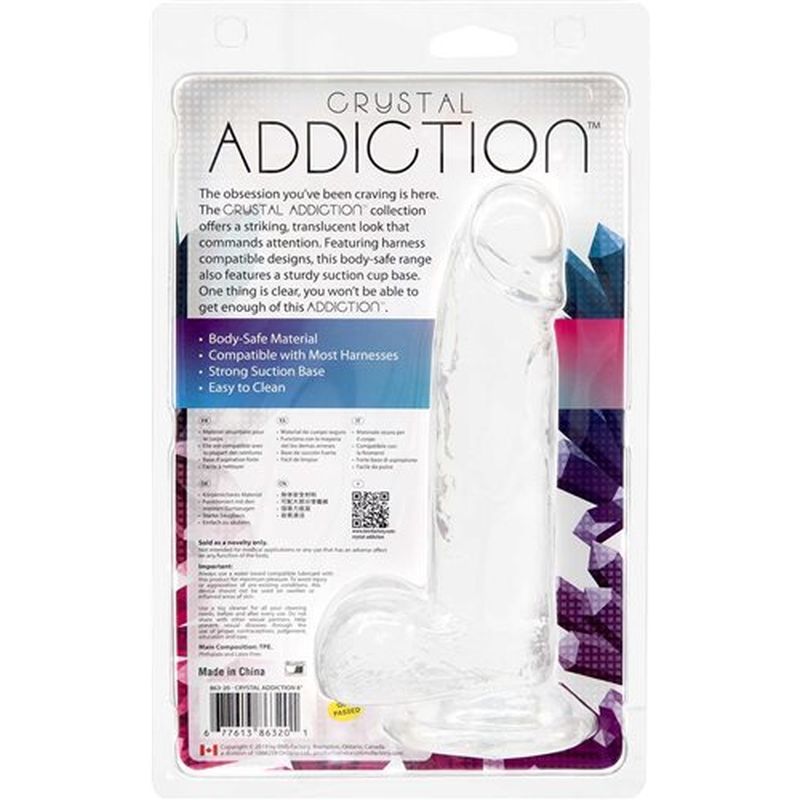 Crystal Dildo w Balls 8in Clear-863-20