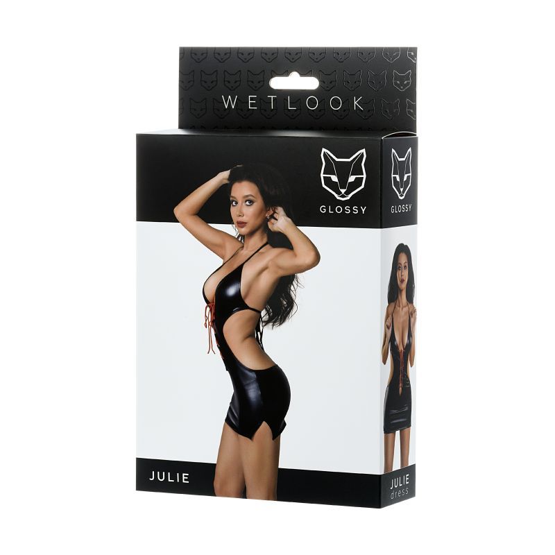 Glossy Dress Wetlook w Red Laces Julie-955014-S