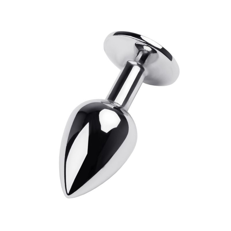 Silver Metal Anal Plug w Red Ruby Gem Small-717001-9