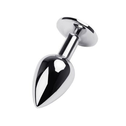 Silver Metal Anal Plug w Red Ruby Gem Small-717001-9