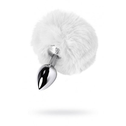 Silver Metal Anal Plug Small w White Tail-712025-10