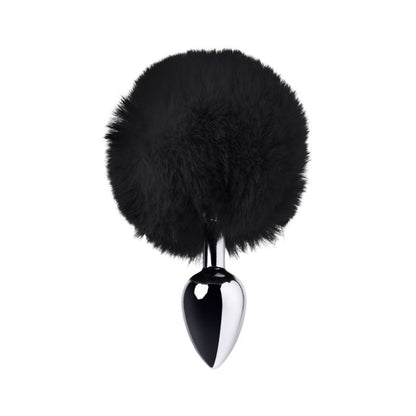 Silver Metal Anal Plug Small w Black Tail-712025-5