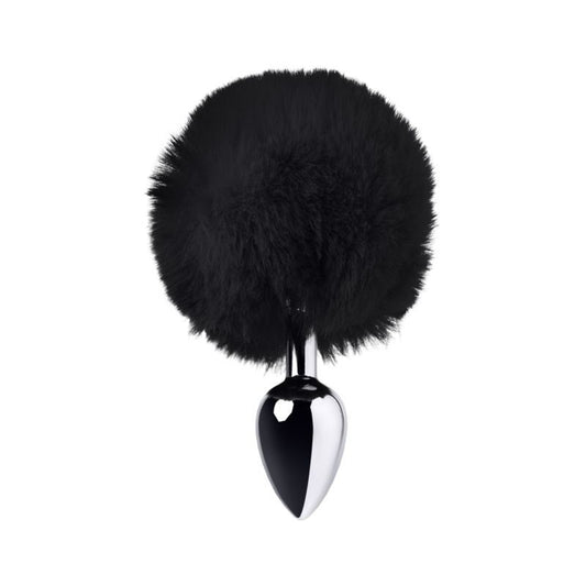 Silver Metal Anal Plug Small w Black Tail-712025-5