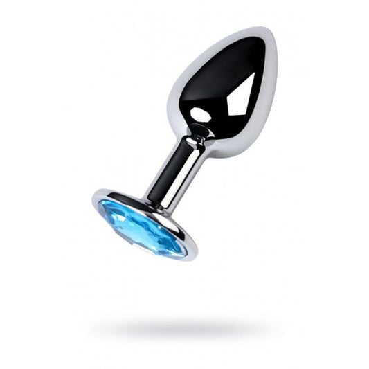 Silver Metal Anal Plug w Topaz Crystal Small-717001-14