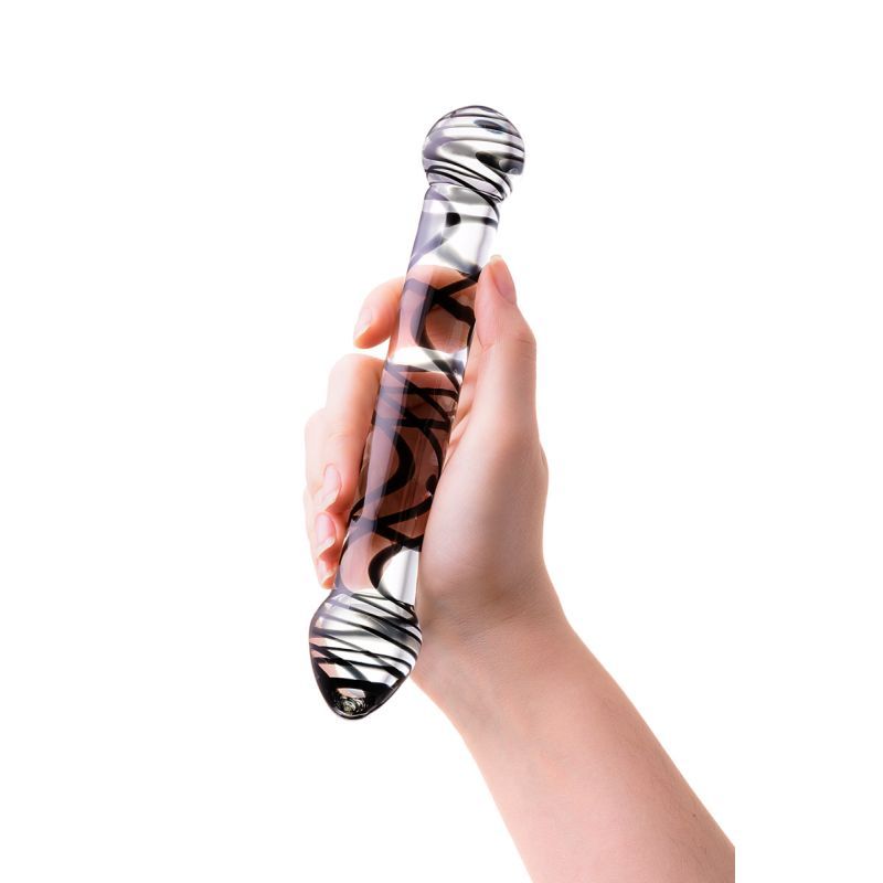 Sexus Glass Dildo Duo Black Swirl 20.5cm-912145