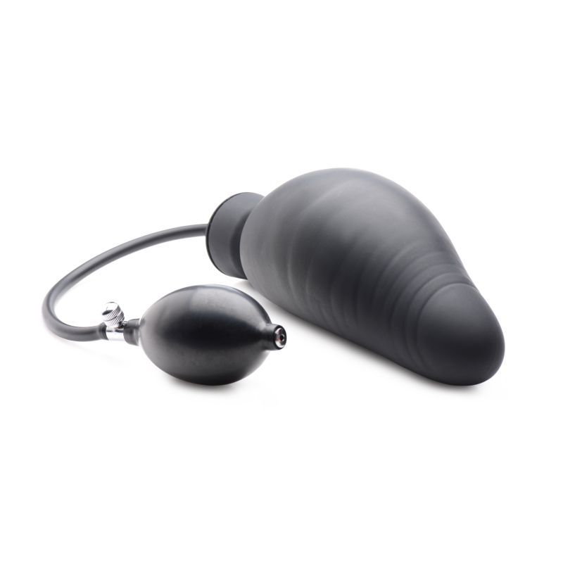 Dick Spand Inflatable Silicone Dildo Black-AG554-BLK