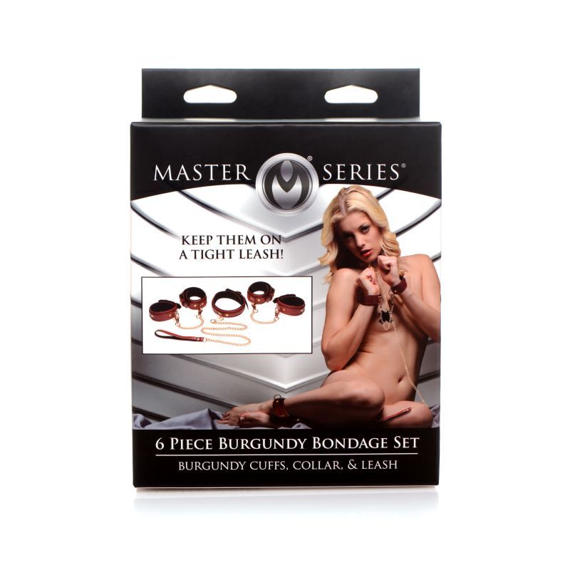 6 Pc Bondage Set Burgundy-AG883-BUR