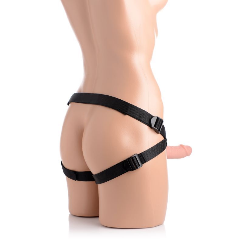 Seducer 7" Silicone Dildo w Harness Flesh-AG423-FLE