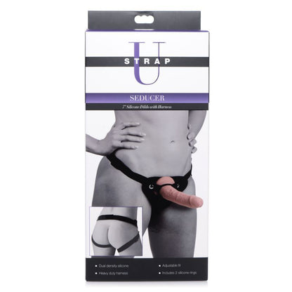 Seducer 7" Silicone Dildo w Harness Flesh-AG423-FLE