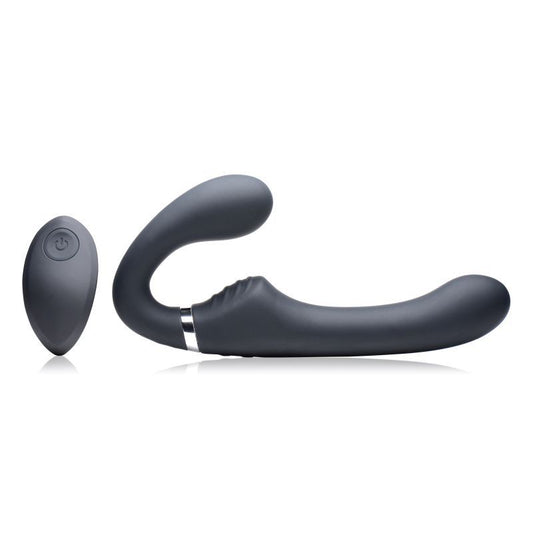 Mighty Rider 10X Strapless Strap-On Black w Remote-AG557-BLK