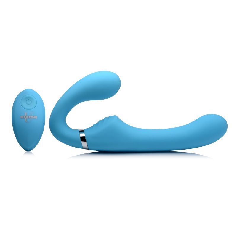 Mighty Rider 10X Strapless Strap-On Blue w Remote-AG557-BLU