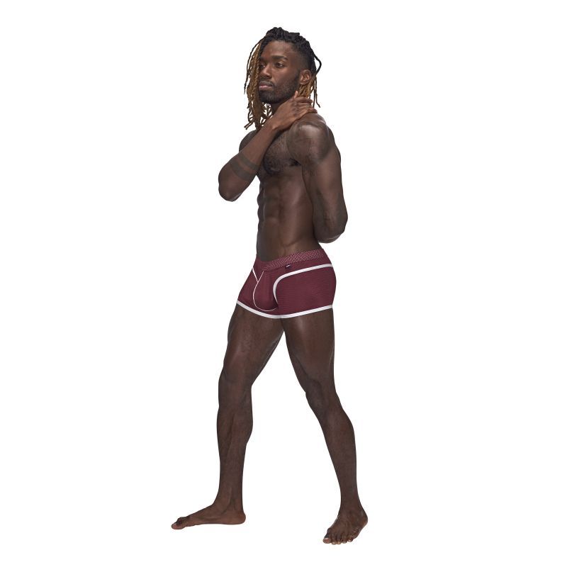 Male Power Sport Mesh Mini Short Burgundy-142-273-BURG-S