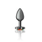 Cheeky Charms Gunmetal  Butt Plug w Heart Rainbow Jewel Small-VB-CC9132-S