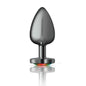 Cheeky Charms Gunmetal  Butt Plug w Heart Rainbow Jewel Large-VB-CC9134-L