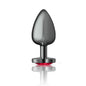 Cheeky Charms Gunmetal  Butt Plug w Heart Red Jewel Large-VB-CC9137-L