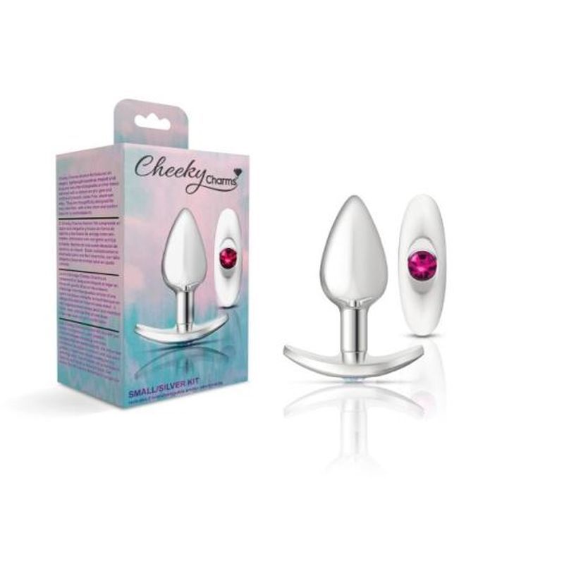 Cheeky Charms Silver Anchor Butt Plug  w Clear and Teal Jewel Kit-VB-CC9141-S
